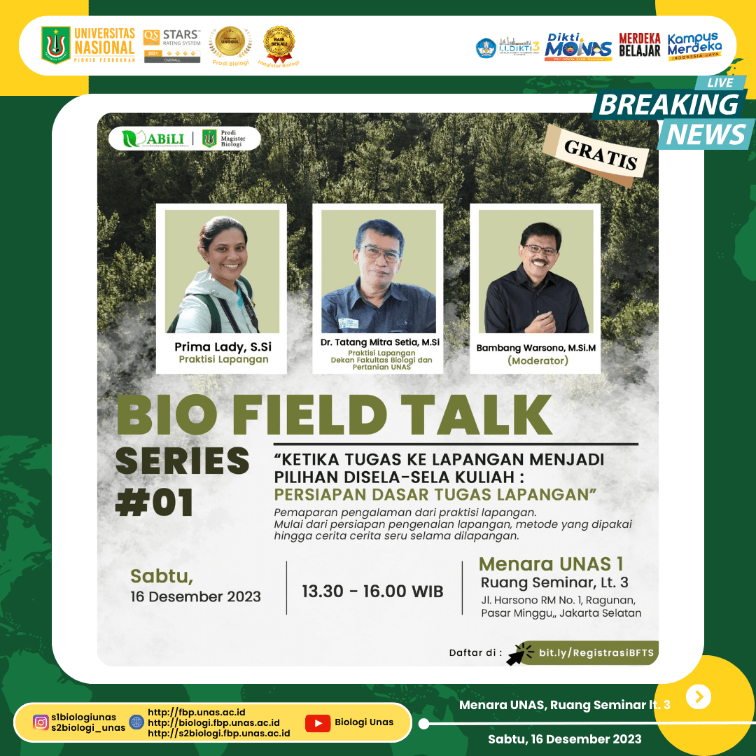 Read more about the article Bio Field Talk #01: Ketika Tugas ke Lapangan Menjadi Pilihan di sela-sela Kuliah (Persiapan Dasar Tugas Lapangan)